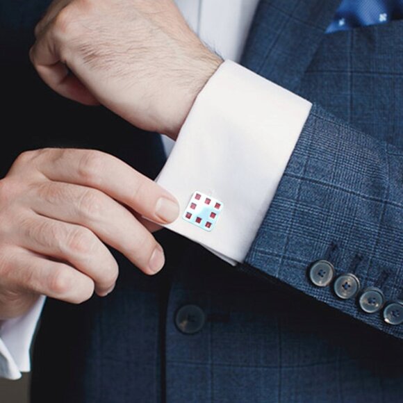 Dice Cufflinks Vintage Silver Finish - Picture 1 of 6